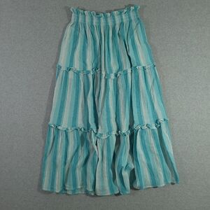 Tuckernuck Women's Prado Tiered Stripe Maxi Skirt Pockets Aquamarine Blue XS